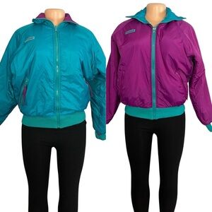 Columbia Vintage Reversible Teal and Purple Puffer Jacket